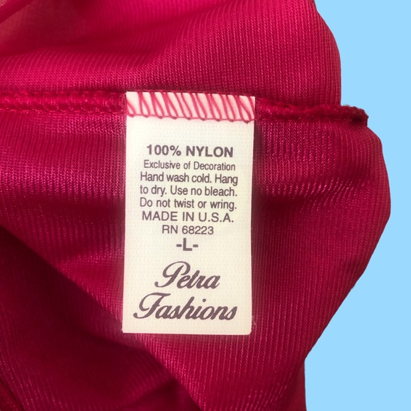 Vintage Hot Pink Nightgown with Black Lace Size L - Picture 3 of 3